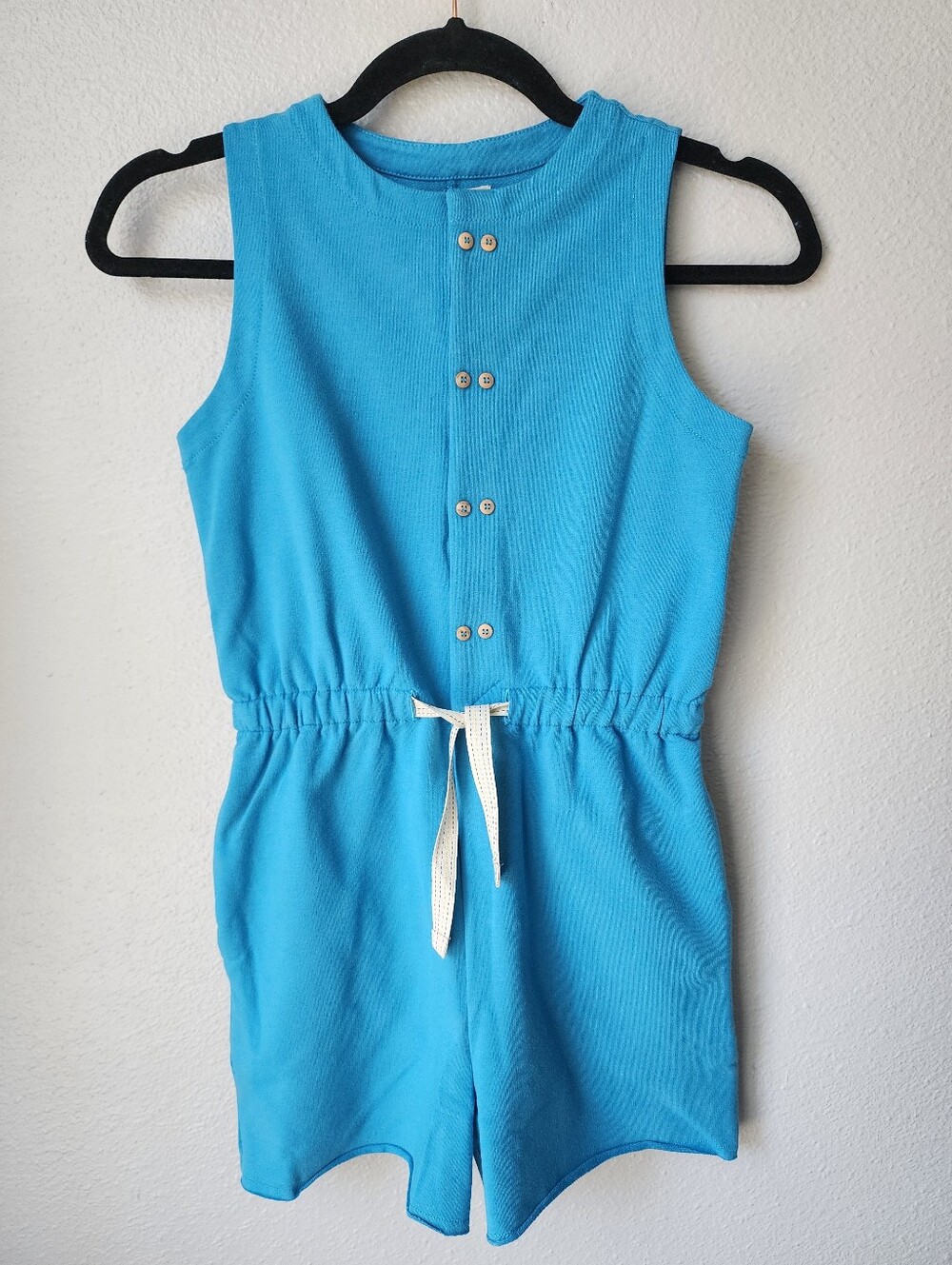 The Sunday Collective Girl's Sleeveless French Terry Romper Size 8-9 In Bluejay
